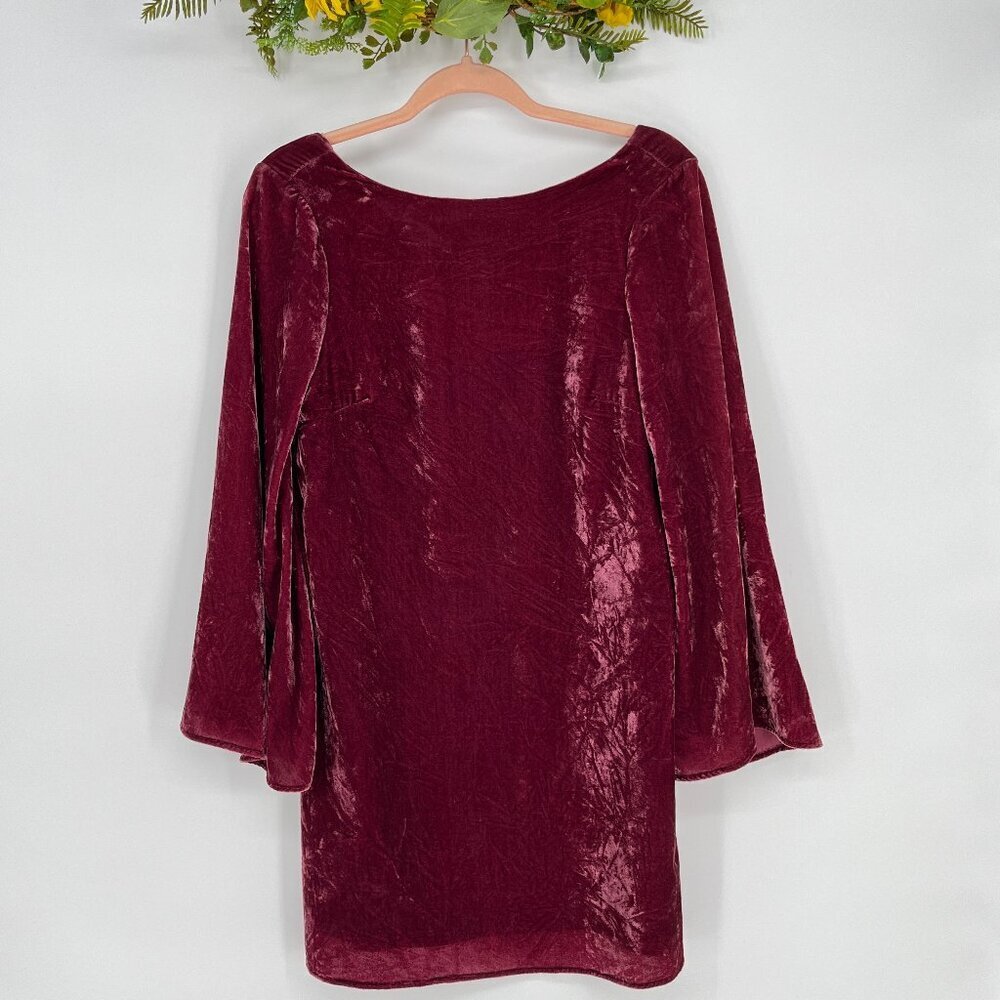 ModCloth Burgundy Crushed Velvet Dress XS Kimono Sleeves Elegant Holiday Party